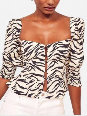 taking offers Reformation Dallas Top in Black and White Zebra Tiger Print